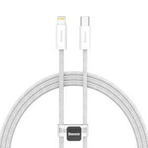 Cablu de date / adaptor Baseus Dynamic CALD000002, USB-C Male la Lightning Male, PD 20W, Fast Charging, 1 m, Alb