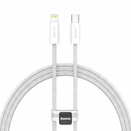 Cablu de date / adaptor Baseus Dynamic CALD000002, USB-C Male la Lightning Male, PD 20W, Fast Charging, 1 m, Alb