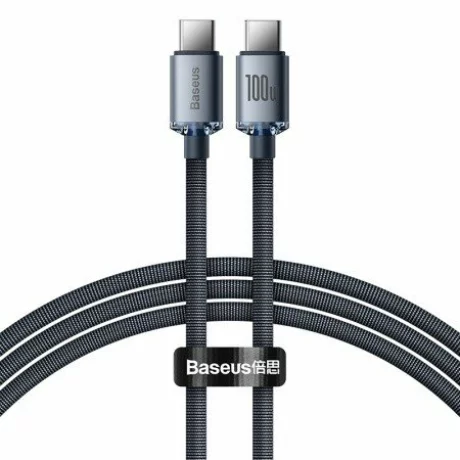 Cablu Incarcare Baseus, Crystal Shine Series CAJY000601, USB Type-C la USB Type-C, 1.2m, 100W, Negru