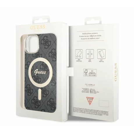 Husa de protectie Guess 4G IML MagSafe pentru iPhone 14, Negru