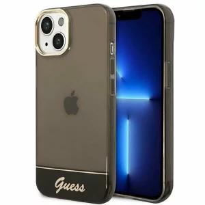 Husa de protectie Guess Camera Outline Translucent pentru iPhone 14, Negru