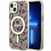 Husa de protectie Guess Flowers IML MagSafe Compatible pentru  iPhone 14, Roz