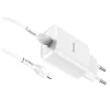 Incarcator Retea cu cablu Lightning HOCO N14, Quick Charge, 20W, 1 X USB Tip-C, Alb