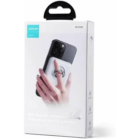 Acumulator extern Joyroom, Ring holder, 10000mAh, 20W, 1xUSB, 1xUSB-C, PD3.0, QC3.0, Alb