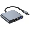 Hub aluminiu 3-in-1 Tech-Protect V1, USB Type-C - 1x USB 3.0, 1x USB Type-C, 1x HDMI, Gri