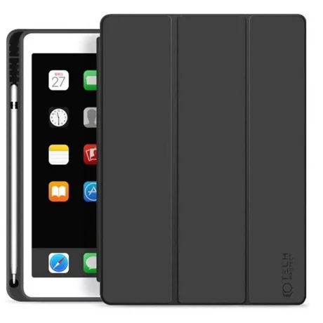 Husa de protectie tableta Tech-Protect, Spatiu depozitare Pen, pentru Apple iPad 10.2 2019 / 2020 / 2021, Negru