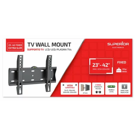Suport Perete Superior SUPSTV001, 23&quot;-42&quot;, 30 Kg, Negru