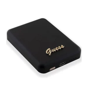 Acumulator extern wireless Guess, 5000mAh, 15W, Magsafe, 1xUSB-C, Indicator baterie, Negru