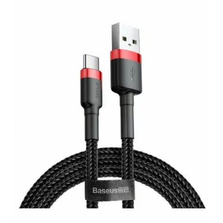 Cablu Date si Incarcare Baseus, Cafule CATKLF-A91, USB la USB Type-C, 0.5 m, C3.0, 3A, Negru Rosu
