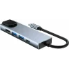 Hub aluminiu 5-in-1 Tech-Protect V3 USB Type-C - 2x USB 3.0, 1x USB Type-C, 1x HDMI, 1x RJ45, Gri