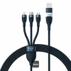 Cablu Incarcare USB - USB Type-C la Lightning / MicroUSB / USB Type-C Baseus Flash Series II, 1.2 m, 100W, Bleumarin CASS030103
