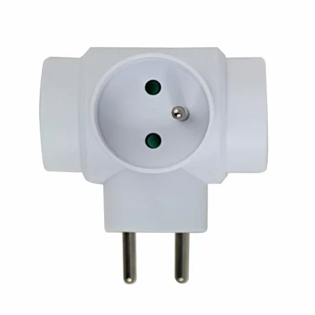 Adaptor triplu stecher, Esperanza, ELK302W, forma T, Alb