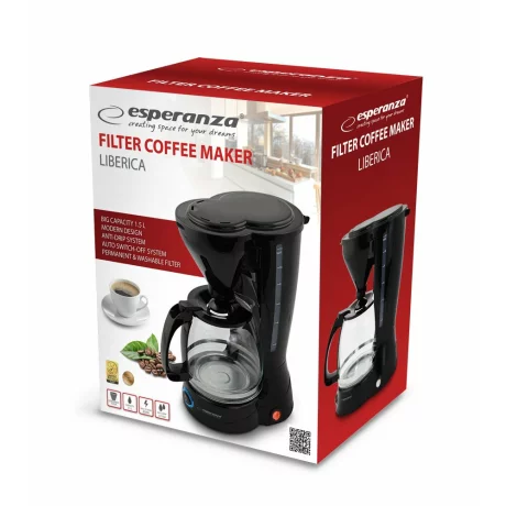 Cafetiera Esperanza Liberica, EKC009, 800W, 1.5l, Negru