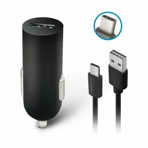 Incarcator auto Forever, USB, 1A, cablu USB-C, Negru