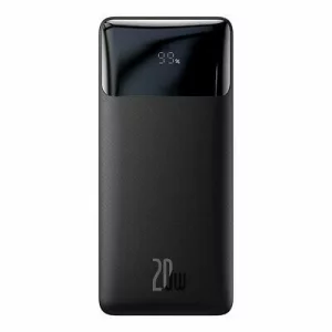 Acumulator extern Baseus Bipow, 20000mAh, 20W, 2 x USB; 1 x USB Type-C, digital display pt. status baterie, 3A, Negru