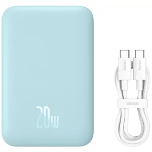 Acumulator extern Baseus Magnetic Mini Wireless, 6000 mAh, Incarcare rapida, 20W, cablu USB-C inclus, Albastru