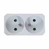 Adaptor dublu stecher Esperanza, ELK305W, forma dreptunghi, Alb