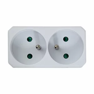 Adaptor dublu stecher Esperanza, ELK305W, forma dreptunghi, Alb