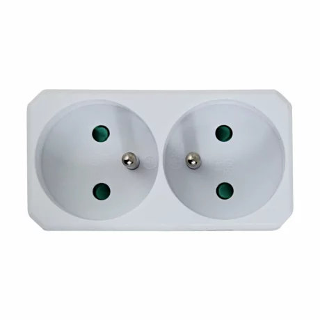 Adaptor dublu stecher Esperanza, ELK305W, forma dreptunghi, Alb