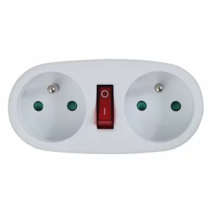 Adaptor dublu stecher Esperanza, ELK306W, switch ON/OFF, Alb