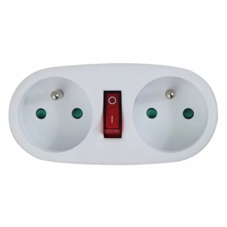 Adaptor dublu stecher Esperanza, ELK306W, switch ON/OFF, Alb