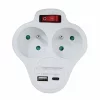 Adaptor dublu stecher Esperanza, ELK311W, switch ON/OFF, cu incarcator USB-C/USB-A, Alb