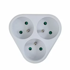 Adaptor triplu stecher Esperanza, ELK303W, forma rotund, Alb