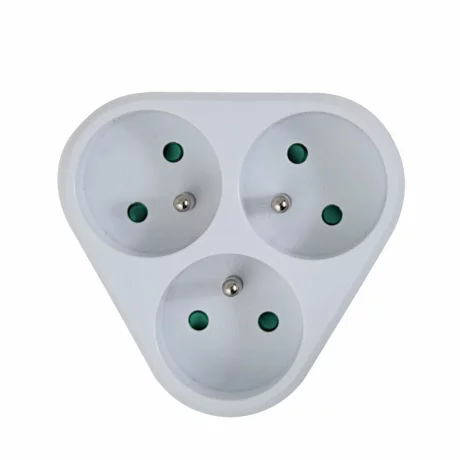 Adaptor triplu stecher Esperanza, ELK303W, forma rotund, Alb