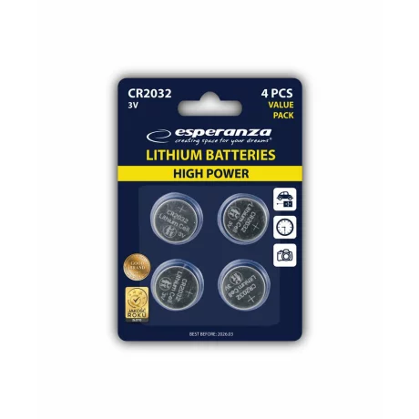 Baterii Litiu Esperanza, EZB111, CR2032, 4buc, Blister