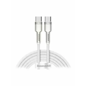 CABLU alimentare si date Baseus Cafule Metal CATJK-D02, Fast Charging, USB Type-C la USB Type-C 100W, 2m, alb