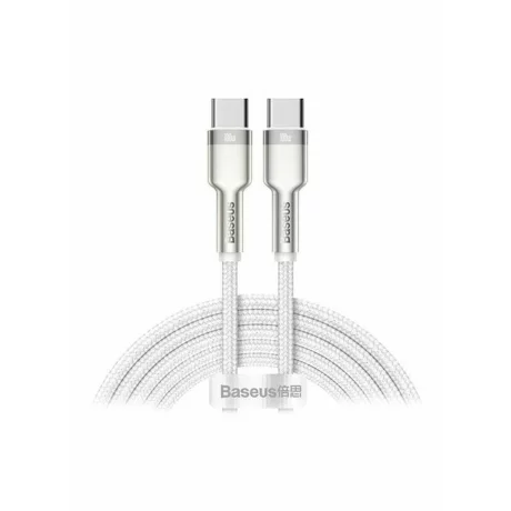 CABLU alimentare si date Baseus Cafule Metal CATJK-D02, Fast Charging, USB Type-C la USB Type-C 100W, 2m, alb