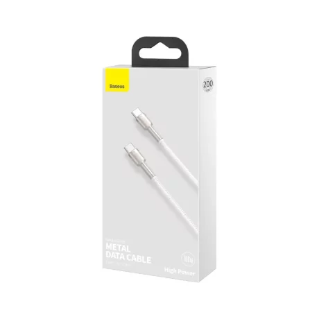 CABLU alimentare si date Baseus Cafule Metal CATJK-D02, Fast Charging, USB Type-C la USB Type-C 100W, 2m, alb