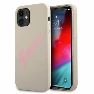 Husa de protectie Guess Vintage Pink Script pentru Apple iPhone 12 mini, Gri