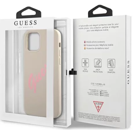 Husa de protectie Guess Vintage Pink Script pentru Apple iPhone 12 mini, Gri