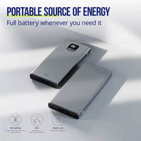 Acumulator extern Allity APB-100, PD QC, 22.5W, 10000 mAh, Gri