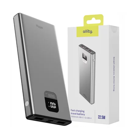 Acumulator extern Allity APB-100, PD QC, 22.5W, 10000 mAh, Gri