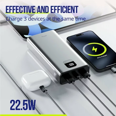 Acumulator extern Allity APB-100, PD QC, 22.5W, 20000 mAh, Gri