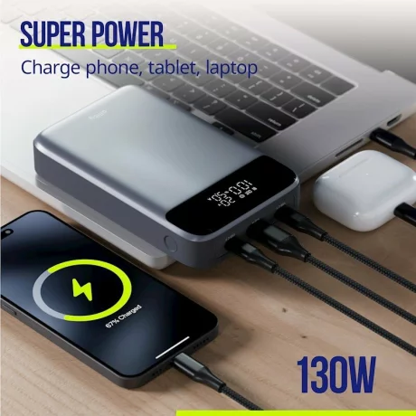 Acumulator extern Allity APB-200, PD QC, 130W, 19200 mAh, Gri