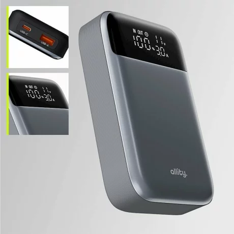 Acumulator extern Allity APB-200, PD QC, 33W, 10000 mAh, Gri