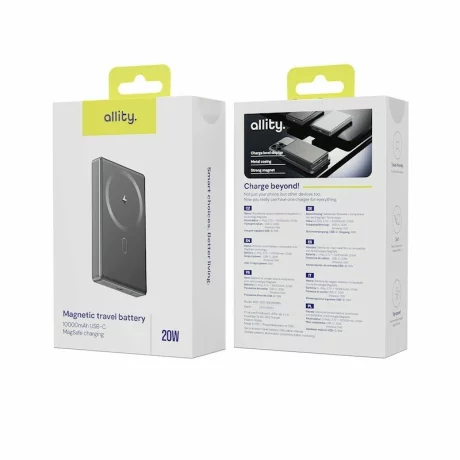 Acumulator extern wireless  Allity APB-300, PD QC, 20W, 10000 mAh, Gri