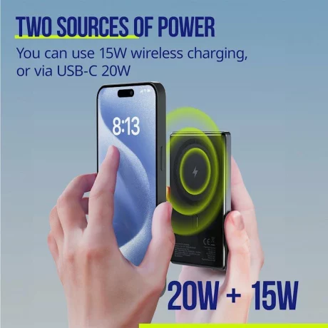 Acumulator extern wireless  Allity APB-300, PD QC, 20W, 5000 mAh, Gri