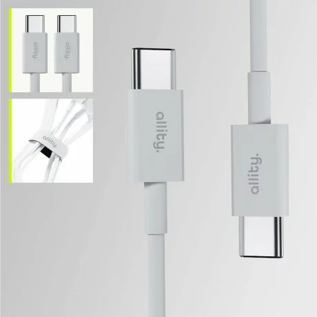 Cablu de date si incarcare  Allity AAUC-03, USB-C to USB-C, 2m, 100W, Alb