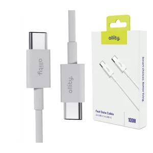 Cablu de date si incarcare  Allity AAUC-03, USB-C to USB-C, 2m, 100W, Alb