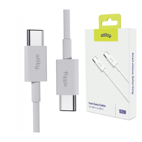 Cablu de date si incarcare  Allity AAUC-03, USB-C to USB-C, 2m, 100W, Alb