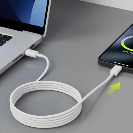 Cablu de date si incarcare  Allity AAUC-03, USB-C to USB-C, 2m, 100W, Alb