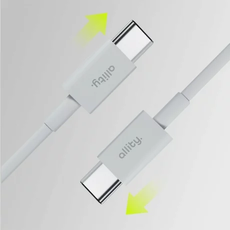 Cablu de date si incarcare  Allity AAUC-03, USB-C to USB-C, 2m, 100W, Alb