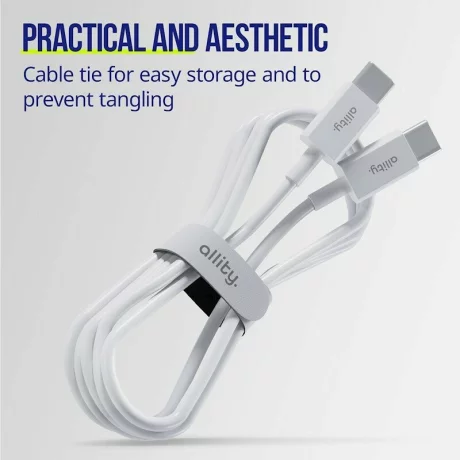 Cablu de date si incarcare  Allity AAUC-03, USB-C to USB-C, 2m, 100W, Alb