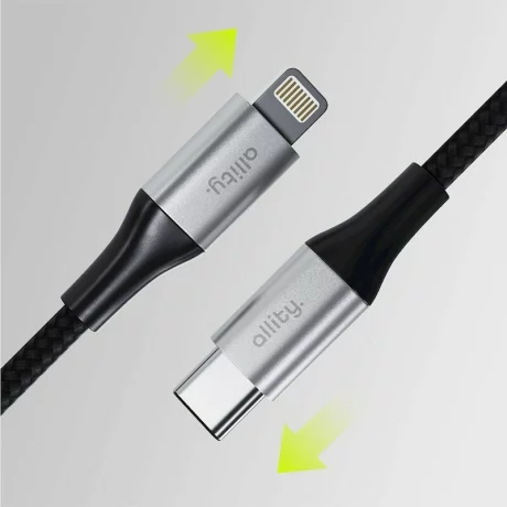 Cablu de date si incarcare Allity AUC-01, USB-C to Lightning, 27W, 1m, Negru