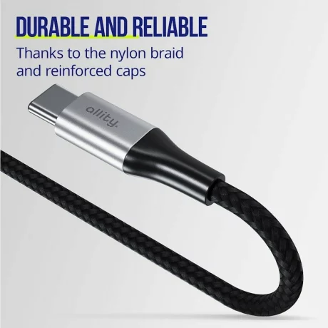 Cablu de date si incarcare Allity AUC-01, USB-C to USB-C, 100W, 1m, Negru