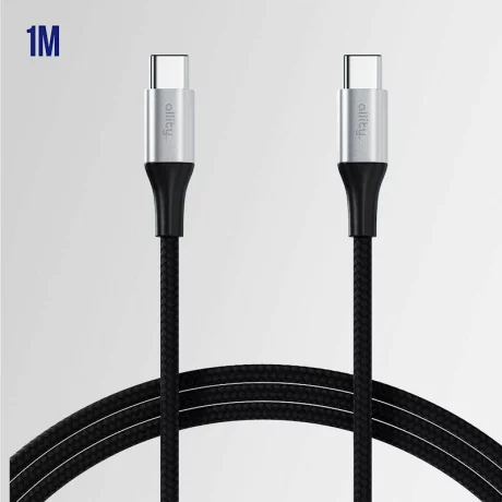 Cablu de date si incarcare Allity AUC-01, USB-C to USB-C, 100W, 1m, Negru